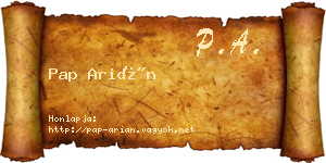 Pap Arián névjegykártya